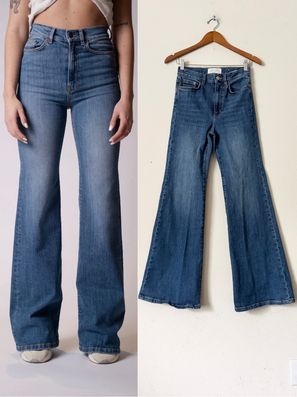 Jeanerica SIZE 25 Fuji high rise flared jeans in Mid Vintage